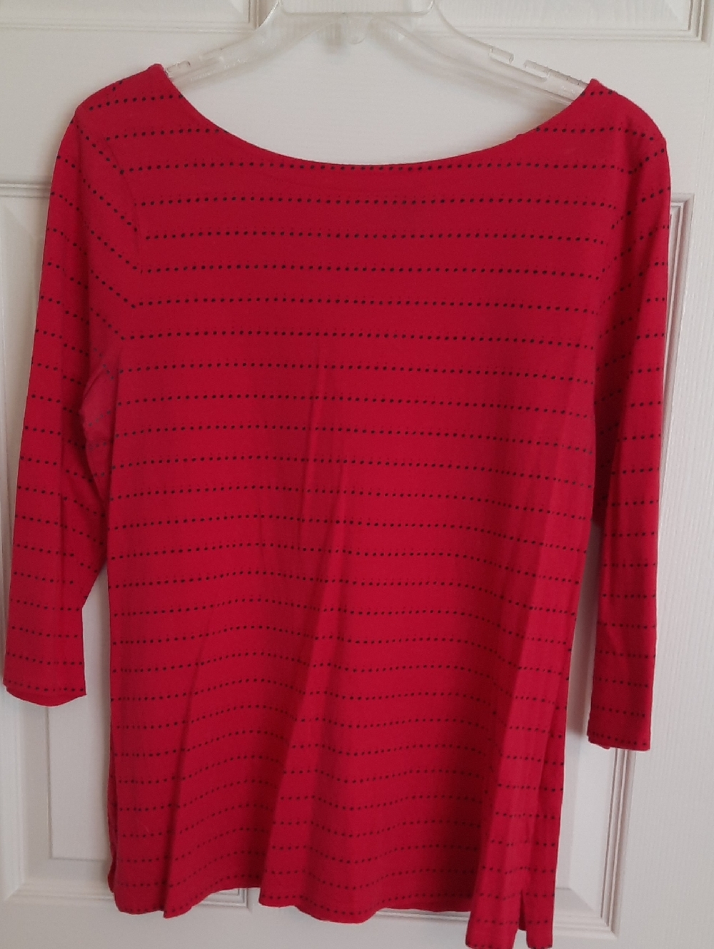 GAP Pink 3/4 Sleeve Top with Navy Dot Accents
